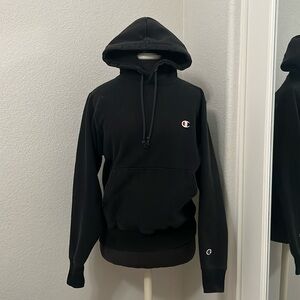 Champion Reverse Weave Hoodie Sweatshirt In Black Size Small